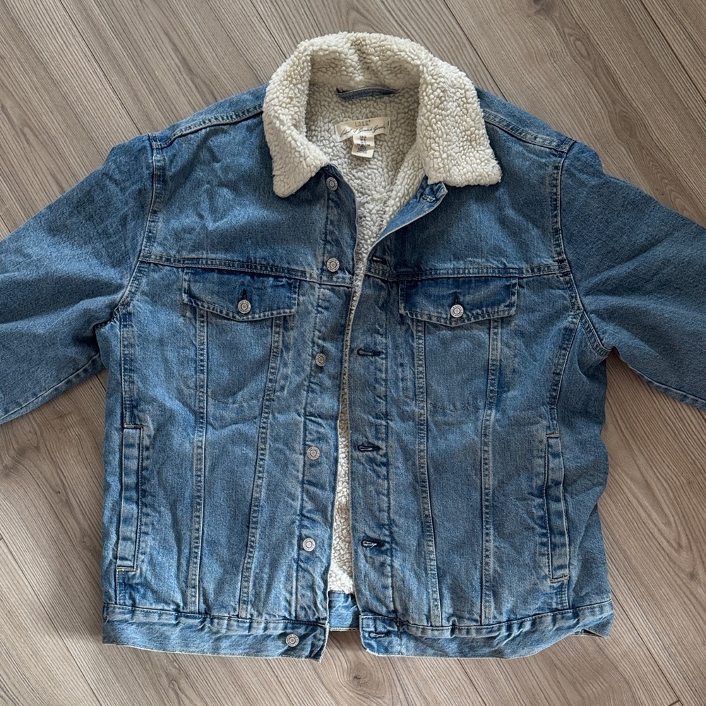 H&M Blue Denim Jacket with White Sherpa Lining